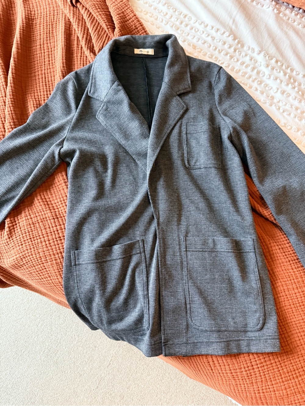 Madewell Dark Gray Houndstooth Knit Jacket